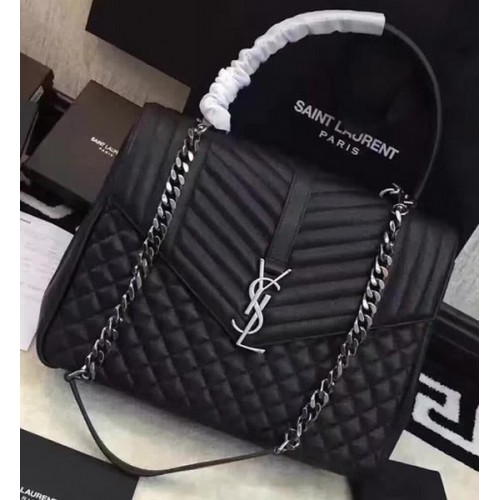 YSL Klasszikus Monogramme Flip Táska Borjúbőr Y26802 Fekete
