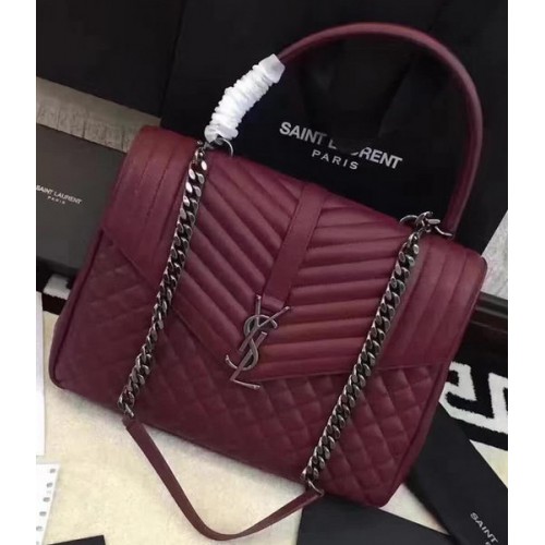 YSL Klasszikus Monogramme Flap Bag Borjúbőr Y268033 Burgundia