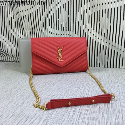 YSL klasszikus monogramos fedeles táska, Cannage minta, Y377828L, piros