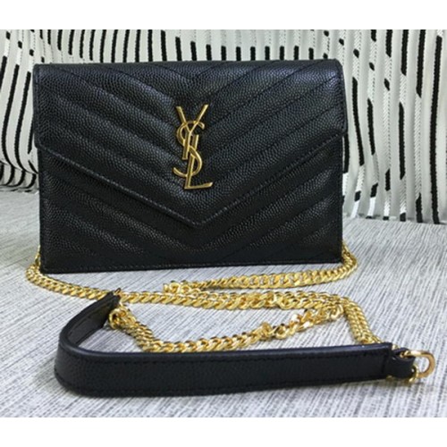 YSL Klasszikus Monogramos Flip Táska Cannage Mintával Y377828S Fekete