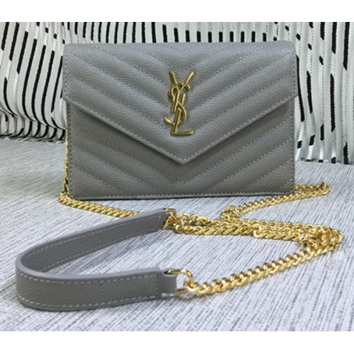 YSL klasszikus monogramos fedeles táska, Cannage minta, Y377828S, szürke