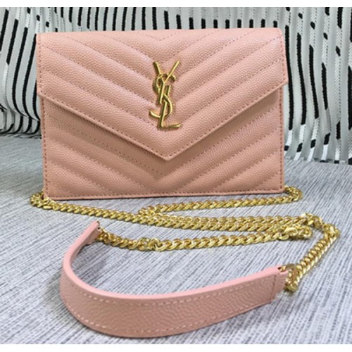 YSL Klasszikus Monogramos Flip Táska Cannage Mintával Y377828S Rózsaszín