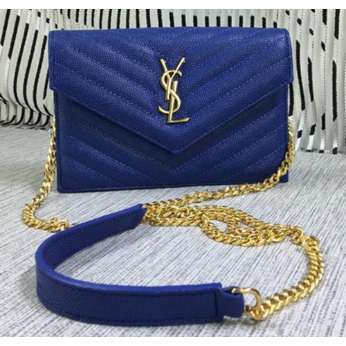 YSL Klasszikus Monogramos Flip Táska Cannage Mintával Y377828S Királykék