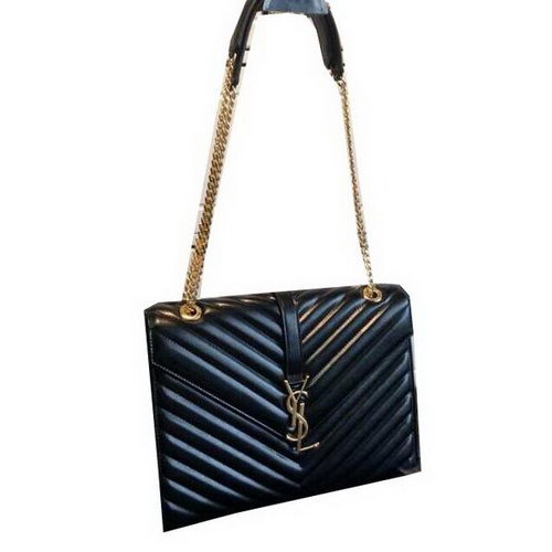 YSL Klasszikus Monogramme Fülű Táska Sima Bőr 311224 Fekete