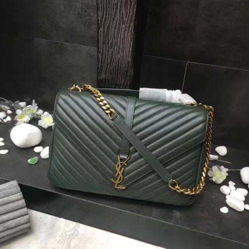 YSL Klasszikus Monogramme Zöld Bőr Zsebtáska Y392738 Arany