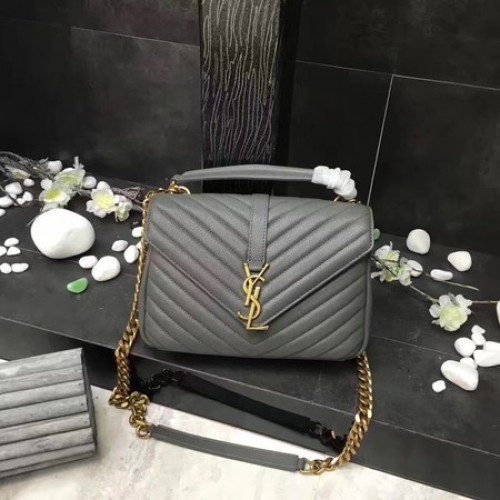 YSL Klasszikus Monogramme Szürke Bőr Fülű Táska Y392737 Arany