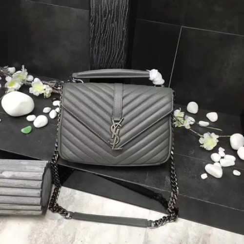 YSL Klasszikus Monogramme Szürke Bőr Fülű Táska Y392737 Ezüst