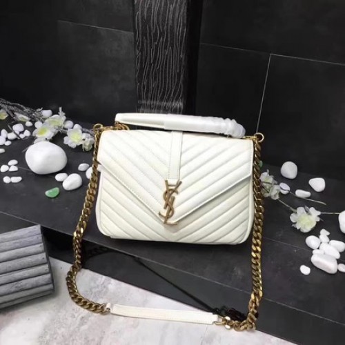 YSL Klasszikus Monogramme Fehér Bőr Zsebtáska Y392737 Arany