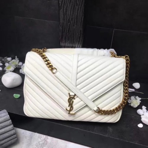 YSL Klasszikus Monogramme Fehér Bőr Zsebtáska Y392738 Arany