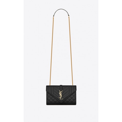 YSL ENVELOPE KICSI KEVERT MATELASSEGRAIN DE POUDRE EMBOSSED Leather 19207 FEKETE