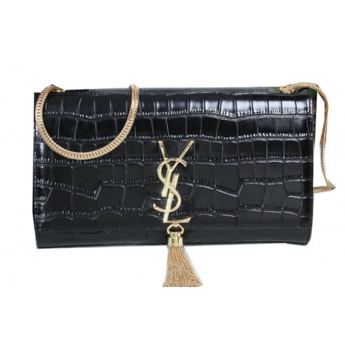 YSL Monogram Crossbody Válltáska Krokodilbőr Y311214 Fekete