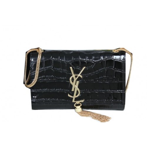 YSL Monogramme Crossbody válltáska krokodilbőrből Y311218 fekete