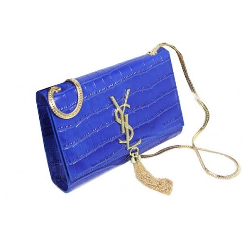 YSL Monogramme Crossbody válltáska krokodilbőrből Y311218 kék