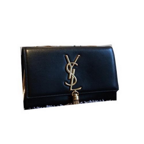 YSL Monogramme Crossbody Válltáska Sima Bőr Y311218 Fekete