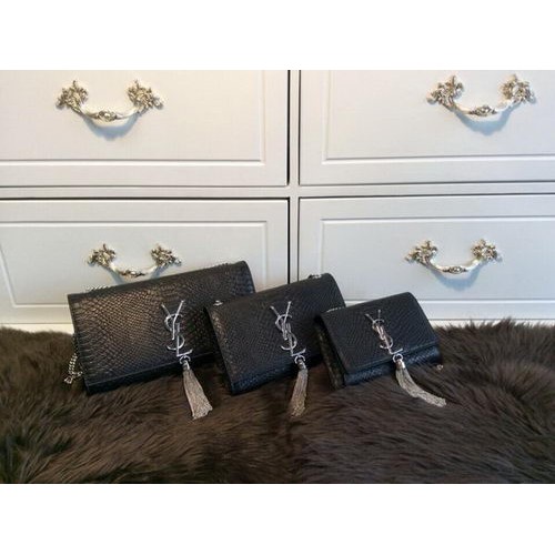 YSL Monogramme Crossbody válltáska kígyóbőrből Y31128 fekete