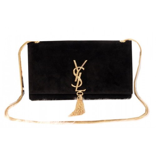 YSL Monogram Crossbody Válltáska Velúr Bőr Y311214 Fekete
