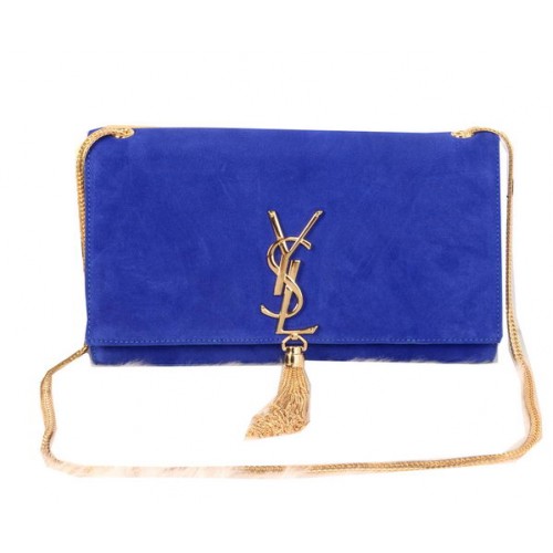 YSL Monogram Crossbody Válltáska Velúr Bőr Y311214 Kék