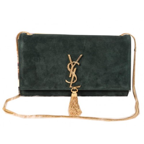 YSL Monogram Crossbody Válltáska Velúr Bőr Y311214 Zöld