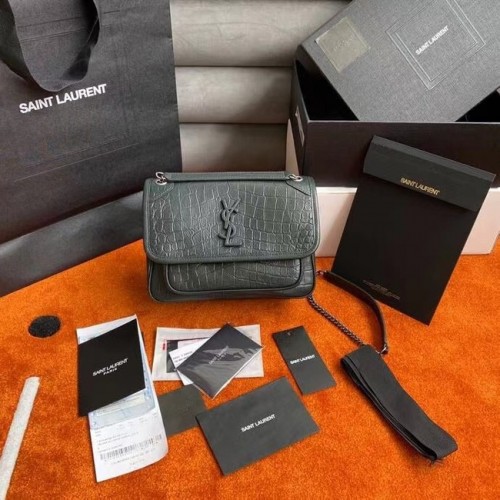 YSL NIKI BABY KROKODILMINTÁSÚ BŐR 533037 MÉLYZÖLD