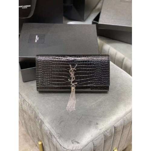 YSL Saint Laurent Közepes Kate Táska Y306079 Fekete Ezüst Szerelvények
