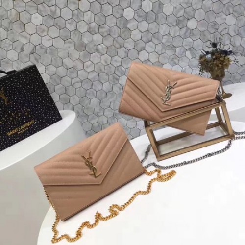 YSL WOC Classic Monogramme Flap Bag Cannage Pattern Y1003 Sárgabarack