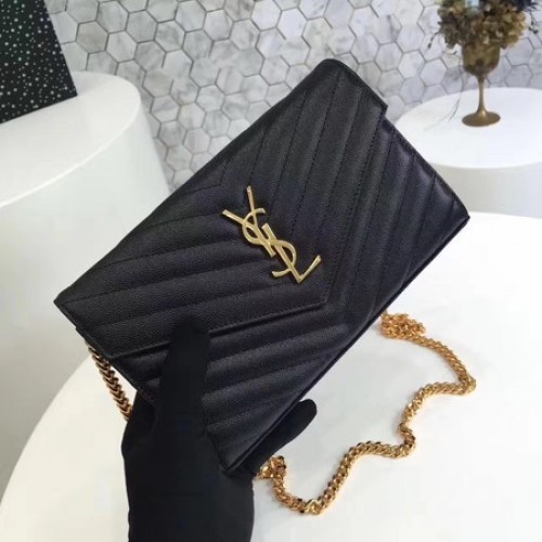 YSL WOC Klasszikus Monogramme Flap Bag Cannage Pattern Y1003 Fekete