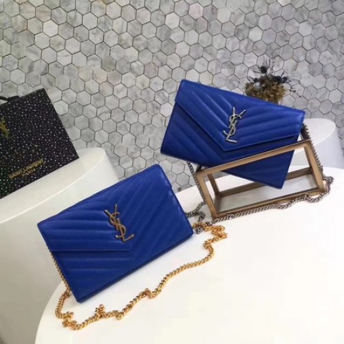 YSL WOC klasszikus monogrammos fedeles táska Cannage minta Y1003 kék