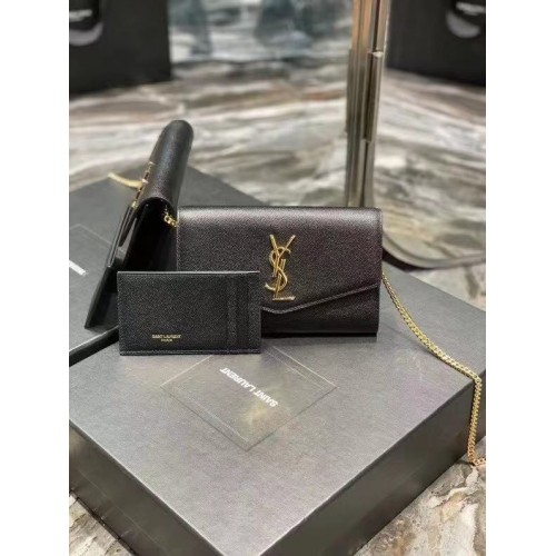 Yves Saint Laurent borjúbőr crossbody táska Y707788 fekete