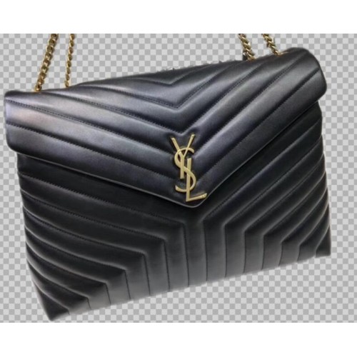 Yves Saint Laurent borjúbőr jumbo táska fekete 464698 arany szerelékekkel