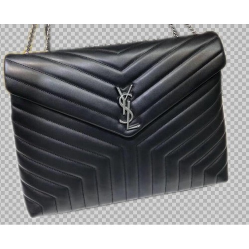 Yves Saint Laurent borjúbőr jumbo táska fekete 464698 ezüst szerelékekkel