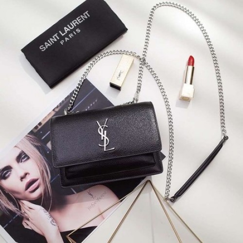 Yves Saint Laurent borjúbőr válltáska 452157 fekete