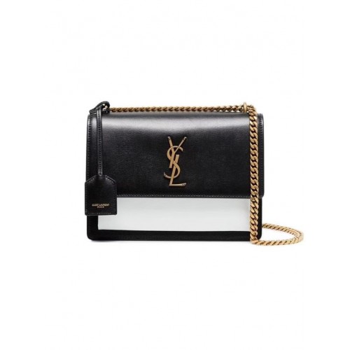 Yves Saint Laurent borjúbőr válltáska Y542206B fekete-fehér