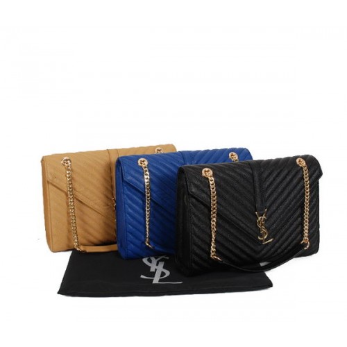 Yves Saint Laurent Klasszikus Monogramos Zsebtáska Y9201 Sárgabarackszínű&Kék&Fekete