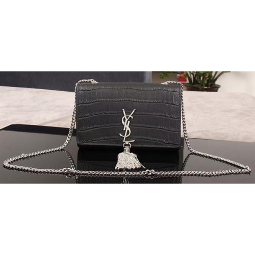 Yves Saint Laurent krokodilbőr keresztpántos válltáska 1311224 fekete