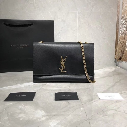 Yves Saint Laurent dupla bőr eredeti bőr válltáska Y553804 fekete