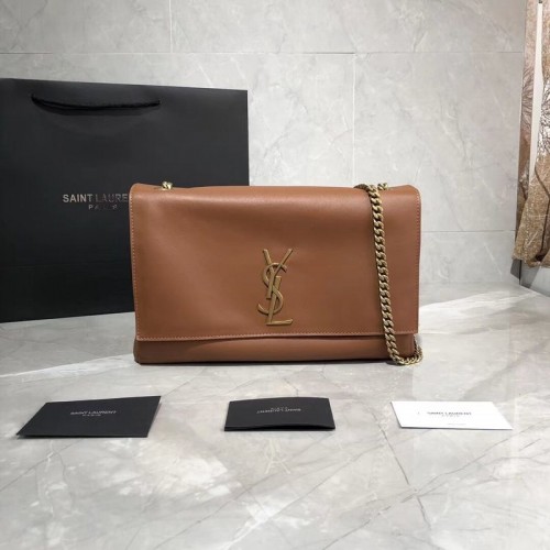 Yves Saint Laurent dupla bőr eredeti bőr válltáska Y553804 barna