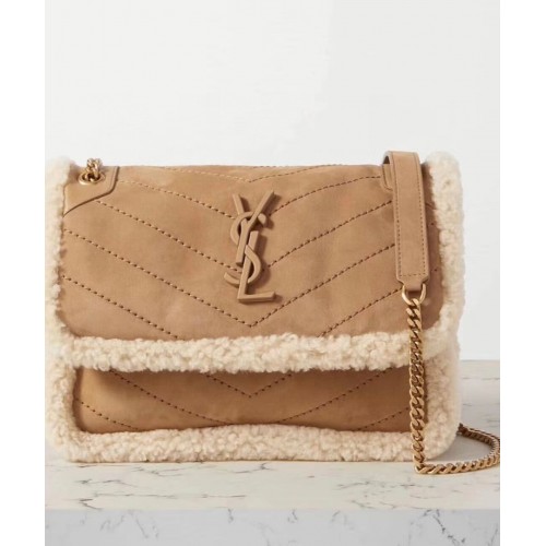 Yves Saint Laurent kasmírból és sima bőrből Y533037 barna