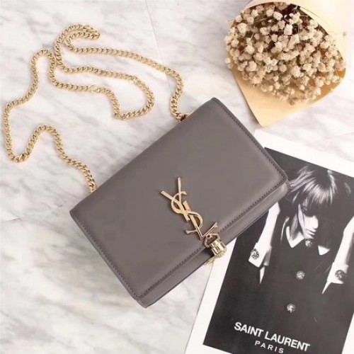 Yves Saint Laurent bőr keresztpántos válltáska Y311227 szürke