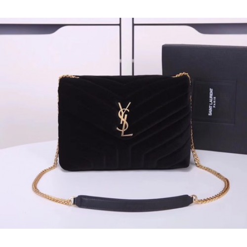 Yves Saint Laurent bőr keresztpántos válltáska Y487218 fekete
