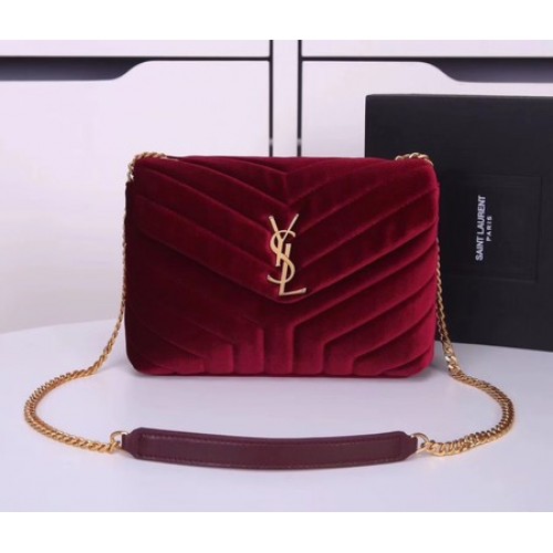 Yves Saint Laurent bőr keresztpántos válltáska Y487218 bordó