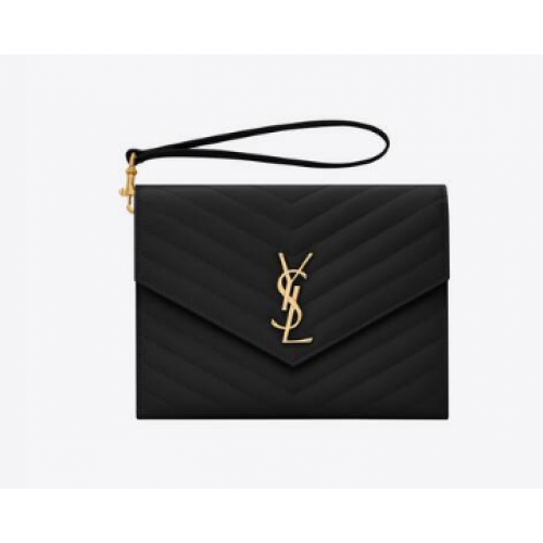 Yves Saint Laurent MONOGRAM KULCSTARTÓ STEPPELT BŐR 617662 fekete