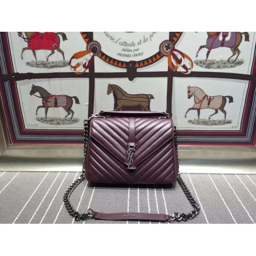 Yves Saint Laurent Messenger táska eredeti bőr YSL0338 bordó