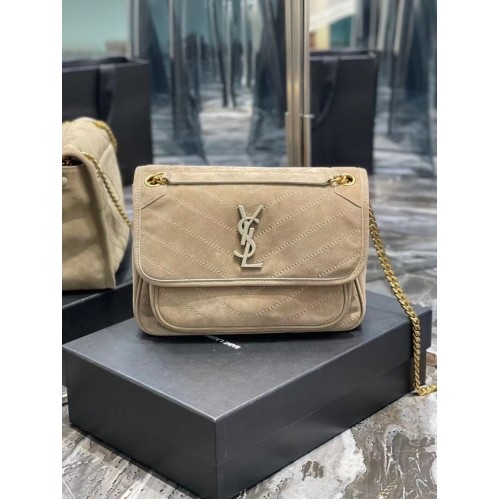 Yves Saint Laurent NIKI BABY steppelt velúr bőrből 498894 bézs
