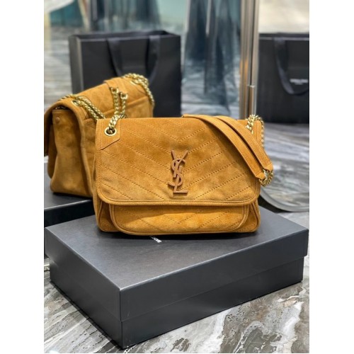 Yves Saint Laurent NIKI BABY steppelt velúr bőrből 498894 barna