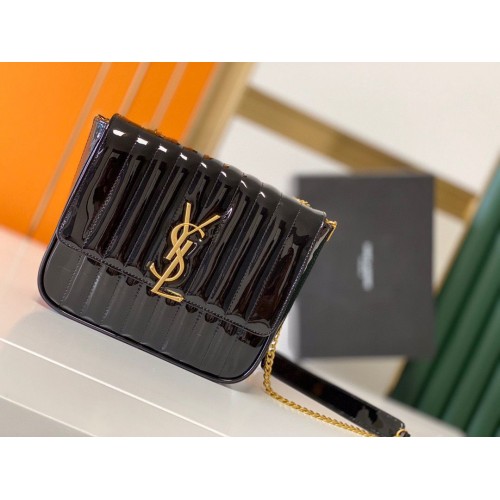 Yves Saint Laurent Lakkbőr Nagy Vicky Táska 532595 Fekete