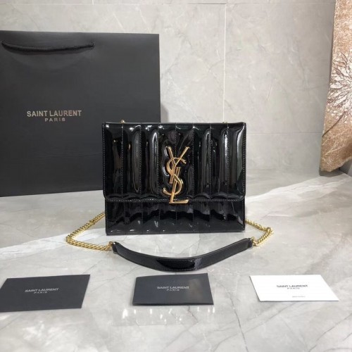 Yves Saint Laurent Lakkbőr Eredeti Válltáska Y554125 Fekete