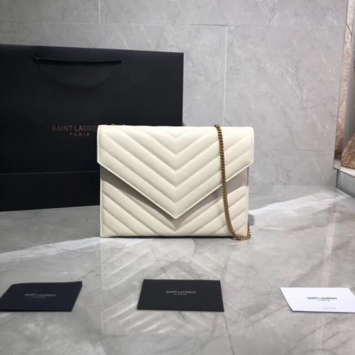 Yves Saint Laurent Válltáska Eredeti Bőr Y569267 Fehér
