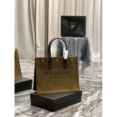 Yves Saint Laurent TWEED ÉS BÁRÁNYBŐR bevásárlótáska Y677943 Katonai zöld