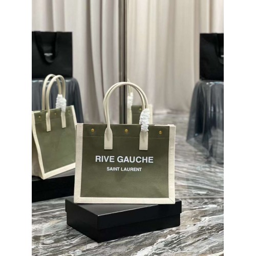 Yves Saint Laurent TWEED ÉS BÁRÁNYBŐR bevásárlótáska Y677943 zöld-fehér