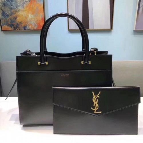 Yves Saint Laurent UPTOWN Felső Fogantyús Eredeti Borjúbőr Táska 557653 Fekete